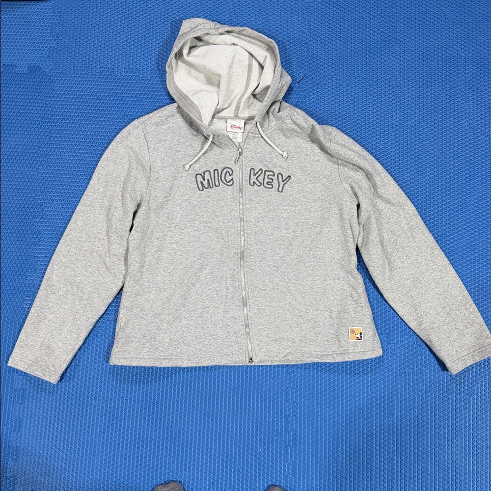 Disney Gray Fleece Zip Up Hoodie